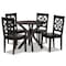 Baxton Studio Miela Modern and Contemporary Dark Brown Finished Wood 5-Piece Dining Set 179-11385-10892-Zoro - alternate 1